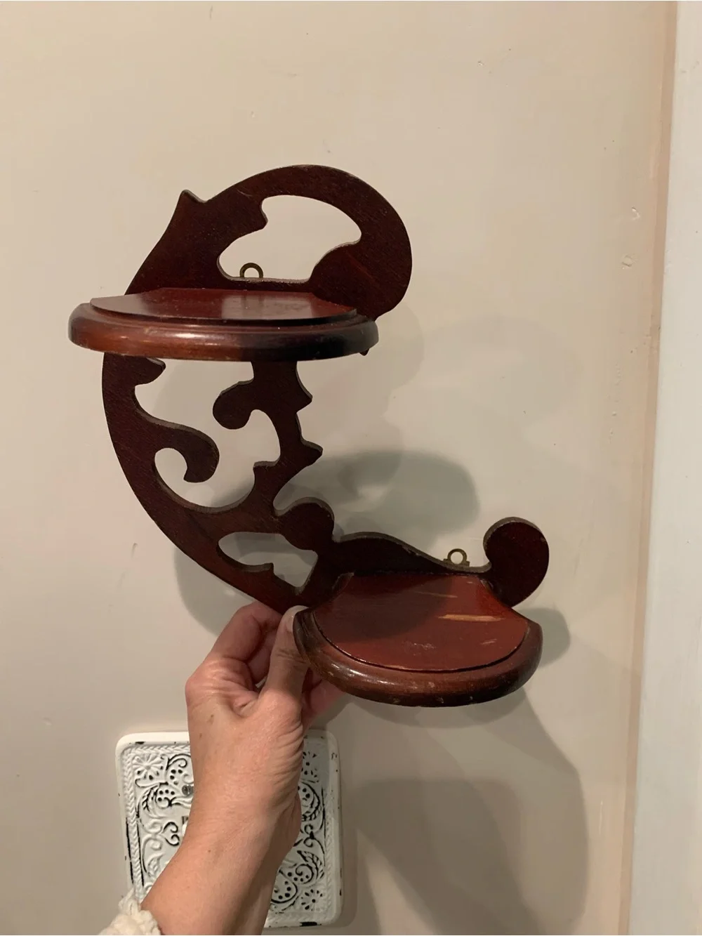 Vintage Wooden Fretwork Wall Shelf Scroll design - Home Wall Decor